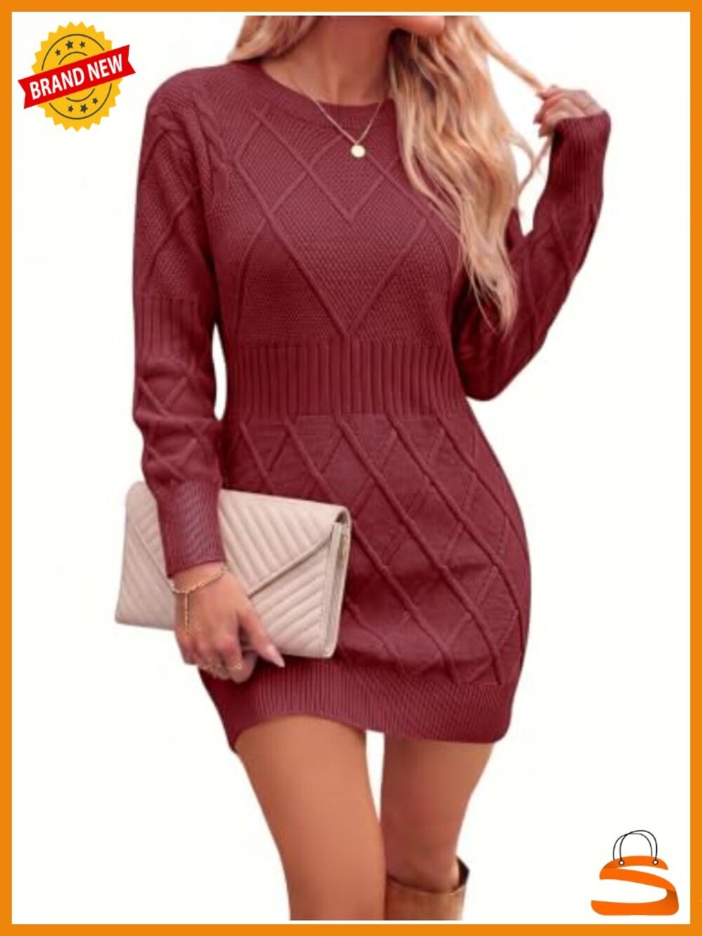 Saodimallsu Womens Sweater Dress Cable Knit Mini Dress Bodycon